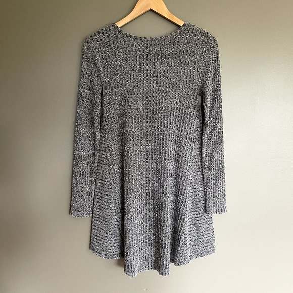 Lovers + Friends Shannon Dress Grey Ribbed Marled Mini Babydoll Swing Size Small - Picture 9 of 14